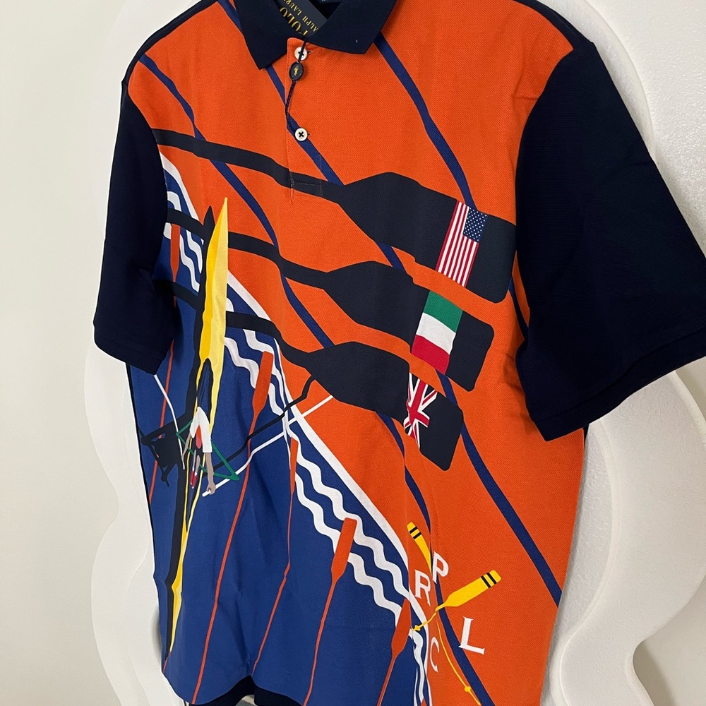 Polo by Ralph Lauren Vibrant Orange and Navy Polo Shirt